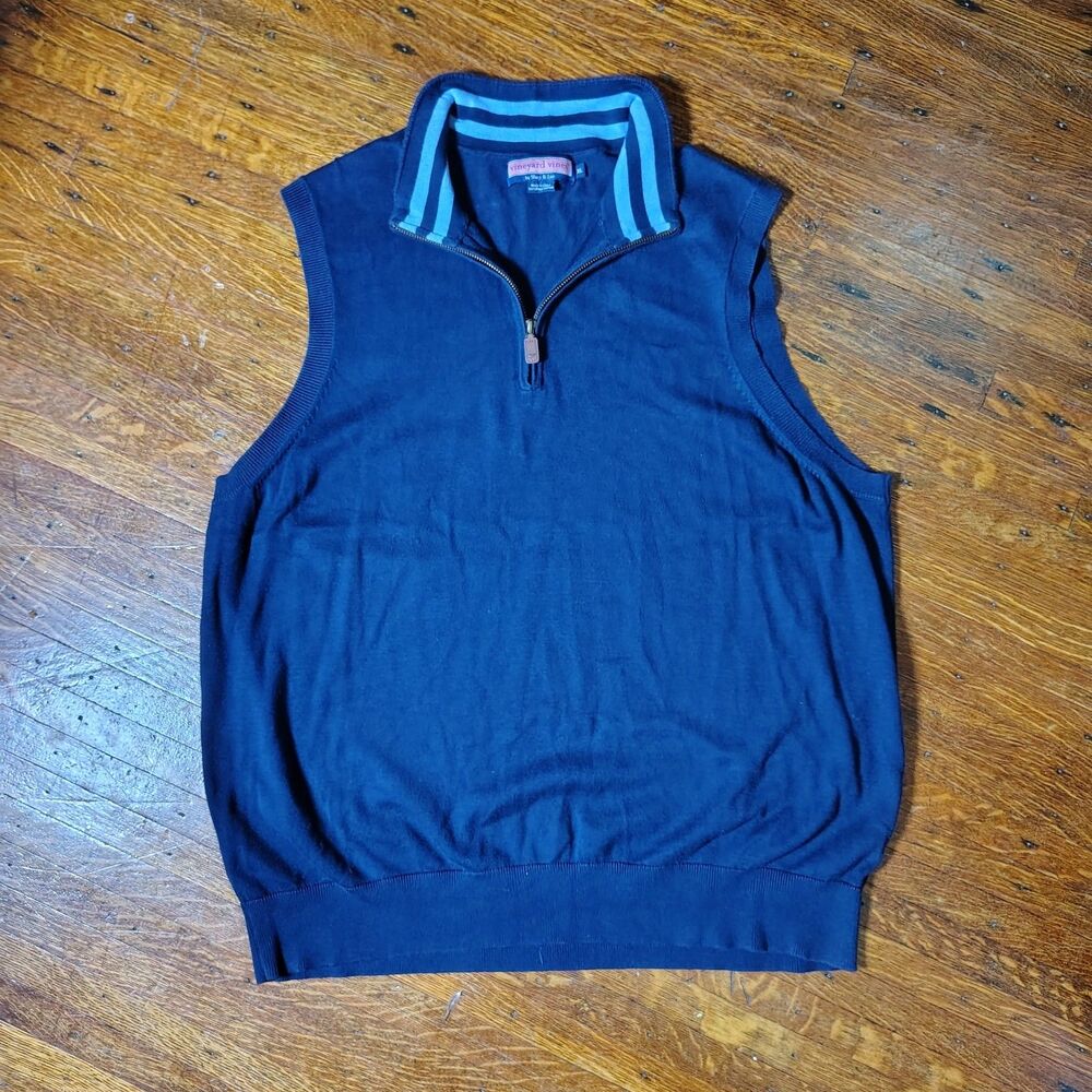 Vineyard Vines 100% Pima Cotton Quarter Zip Vest Mens XL/T697